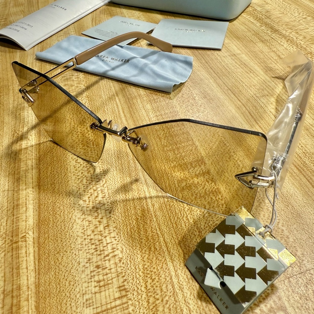 KAREN WALKER WANDERLUST CARAMEL SUNGLASSES IN CASE - Picture 10 of 13